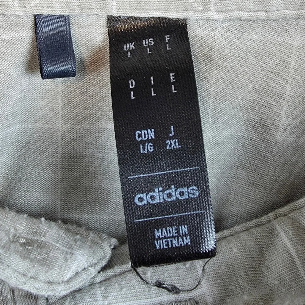 Adidas Mens Large Grey White Geometric Grid Short Sleeve Golf Polo Shirt